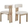 Christopher Knight Home Upholstered Dining Chairs Set of 2,Armless Kitchen Dining Room Chairs with H Shape Metal Legs, Curved Backrest Kitchen Furniture,Beige+Natural(Beige + Natural)