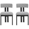 Christopher Knight Home Upholstered Dining Chairs Set of 2,Armless Kitchen Dining Room Chairs with H Shape Metal Legs, Curved Backrest Kitchen Furniture,Beige+Natural(Mix Black White+black)