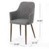Christopher Knight Home Zeila Mid-Century Modern Fabric Dining Chair with Wood Finished Metal Legs, 2-Pcs Set, Light Grey / Dark Brown