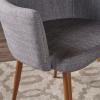 Christopher Knight Home Zeila Mid-Century Modern Fabric Dining Chair with Wood Finished Metal Legs, 2-Pcs Set, Light Grey / Dark Brown