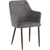 Christopher Knight Home Zeila Mid-Century Modern Fabric Dining Chair with Wood Finished Metal Legs, 2-Pcs Set, Light Grey / Dark Brown