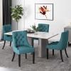 Edwina Contemporary Tufted Fabric Dining Chairs (Set of 4), Dark Teal and Espresso