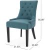 Edwina Contemporary Tufted Fabric Dining Chairs (Set of 4), Dark Teal and Espresso
