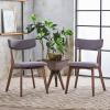 GDFStudio Christopher Knight Home Chazz Mid-Century Fabric Dining Chairs with Natural Walnut Finished Frame, 2-Pcs Set, Dark Grey / Natural Walnut Finish(Dark Grey / Natural Walnut Finish)