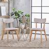 GDFStudio Christopher Knight Home Chazz Mid-Century Fabric Dining Chairs with Natural Walnut Finished Frame, 2-Pcs Set, Dark Grey / Natural Walnut Finish(Light Beige / Natural Oak Finish)