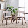 GDFStudio Christopher Knight Home Chazz Mid-Century Fabric Dining Chairs with Natural Walnut Finished Frame, 2-Pcs Set, Dark Grey / Natural Walnut Finish(Light Beige / Natural Walnut Finish)