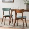 GDFStudio Christopher Knight Home Chazz Mid-Century Fabric Dining Chairs with Natural Walnut Finished Frame, 2-Pcs Set, Dark Grey / Natural Walnut Finish(Mint)