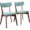 Chazz Upholstered Dining Chairs- Light Beige/Matte Black (Set of 2)(Abriell mint / Natural Walnut)