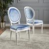 Christopher Knight Home Camille Traditional Velvet Dining Chairs, 2-Pcs Set, Navy Blue / Gloss Black(Icy Blue / Gloss White)