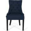 Christopher Knight Home Cheney Dining Chair, Textile, Navy Blue + Dark Brown