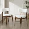 Christopher Knight Home Ebany Dining Chairs Set of 2, Boucle Kitchen Chair, Upholstered Curved Backrest Accent Chair, Rubberwood X Shaped Frame, Dining Room Chair for Cafeteria Home, Beige+Black(Beige+brown)