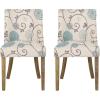 Christopher Knight Home Frances Dining Chair, 19.75 “W x 24.75 “D x 35 “H, Beige and Blue Floral + Natural Brown