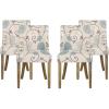 Christopher Knight Home Frances Dining Chair, 19.75 “W x 24.75 “D x 35 “H, Beige and Blue Floral + Natural Brown, Set of 4(Floral + Natural Brown/Set of 4)