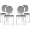 Christopher Knight Home Gabrielle Contemporary Velvet Dining Chairs (Set of 4), Light Gray, Gloss White