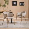 Christopher Knight Home Hillmon Velvet Upholstered Dining Chairs Set of 2, Iron Frame Dining Room Chair with Curved Backrest, Metal Kitchen Side Chair, Modern Living Room Accent Seat, Emerald+Gold(Light Camel)