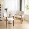 Christopher Knight Home Manila Dining Chairs Set of 2, Upholstered Armchair, Fabric Kitchen Chair, Curved Backrest Accent Chair, Rubberwood Frame, Dining Room Chair for Cafeteria Home, White+Nature(White+nature)