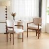 Christopher Knight Home Manila Dining Chairs Set of 2, Upholstered Armchair, Fabric Kitchen Chair, Curved Backrest Accent Chair, Rubberwood Frame, Dining Room Chair for Cafeteria Home, White+Nature(Beige+brown)