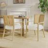Christopher Knight Home Oliviel Dining Chair Set of 2, Upholstered Fabric Armchairs, Farmhouse Accent Dining Chairs, Comfy Seating Kitchen Side Chair Set, Wood Rattan Backrest, Light Ash+Beige(Light Ash+beige)
