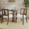Christopher Knight Home Oliviel Dining Chair Set of 2, Upholstered Fabric Armchairs, Farmhouse Accent Dining Chairs, Comfy Seating Kitchen Side Chair Set, Wood Rattan Backrest, Light Ash+Beige(Dark Brown+beige)