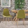 Christopher Knight Home Raina Mid-Century Modern Fabric Dining Chairs with Wood Finished Metal Legs, 2-Pcs Set, Muted Blue / Light Brown(Green / Light Brown)