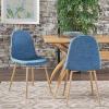 Christopher Knight Home Raina Mid-Century Modern Fabric Dining Chairs with Wood Finished Metal Legs, 2-Pcs Set, Muted Blue / Light Brown(Muted Blue / Light Brown)