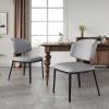 Christopher Knight Home Set of 2 Cedar Faux Leather Upholstered Dining Chairs, PU Side Chair for Dining Room, Kitchen, Metal Frame Armless Chair, Crescent-Shaped Backrest, Soft Padded Seat, Black+Gray(Black+gray)