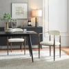 Christopher Knight Home Set of 2 Jetson Modern Curved Open Backrest Fabric Upholstered Dining Chairs, Side Chair for Dining Room/Kitchen, Iron Toothpick Frame, Golden Amrest, White Beige+Gold(White Beige+gold)