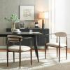 Christopher Knight Home Set of 2 Jetson Modern Curved Open Backrest Fabric Upholstered Dining Chairs, Side Chair for Dining Room/Kitchen, Iron Toothpick Frame, Golden Amrest, White Beige+Gold(Beige+black)