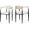 Christopher Knight Home Set of 2 Modern Boucle Fabric Upholstered Dining Chair, Stylish Designed Kitchen Armchairs, Metal Frame, Soft Padded Seating and Curved Backest, Beige+Black+Gold