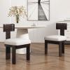 Christopher Knight Home Set of 2 Patti Modern Minimalist Fabric Upholstered Dining Chairs, Rubberwood Kitchen Side Chair, Living Room Accent Armless Chair with Soft Padded Seat, Light Brown+Beige(Dark Brown+grey)