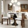 Christopher Knight Home Upholstered Dining Chairs Set of 2,Armless Kitchen Dining Room Chairs with H Shape Metal Legs, Curved Backrest Kitchen Furniture,Beige+Natural(White + Dark Brown)