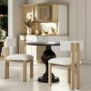 Christopher Knight Home Upholstered Dining Chairs Set of 2,Armless Kitchen Dining Room Chairs with H Shape Metal Legs, Curved Backrest Kitchen Furniture,Beige+Natural(Beige + Natural)