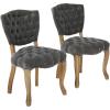 GDFStudio Christopher Knight Home Bates Tufted Fabric Dining Chairs, 2-Pcs Set, Charcoal