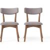 GDFStudio Christopher Knight Home Chazz Mid-Century Fabric Dining Chairs with Natural Walnut Finished Frame, 2-Pcs Set, Dark Grey / Natural Walnut Finish(Dark Grey / Natural Walnut Finish)