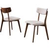 GDFStudio Christopher Knight Home Chazz Mid-Century Fabric Dining Chairs with Natural Walnut Finished Frame, 2-Pcs Set, Dark Grey / Natural Walnut Finish(Light Beige / Natural Walnut Finish)