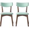 GDFStudio Christopher Knight Home Chazz Mid-Century Fabric Dining Chairs with Natural Walnut Finished Frame, 2-Pcs Set, Dark Grey / Natural Walnut Finish(Mint)