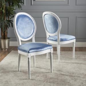 Christopher Knight Home Camille Traditional Velvet Dining Chairs, 2-Pcs Set, Navy Blue / Gloss Black(Icy Blue / Gloss White)