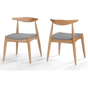 Christopher Knight Home Francie Fabric with Oak Finish Dining Chairs, 2-Pcs Set, Grey / Oak(Beige)