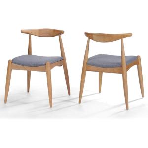 Christopher Knight Home Francie Fabric with Oak Finish Dining Chairs, 2-Pcs Set, Grey / Oak(Grey / Oak)