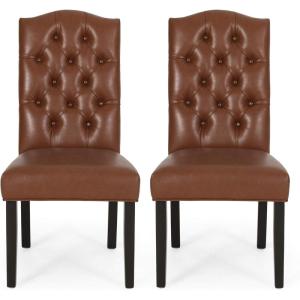 Christopher Knight Home Harriet Dining Chair Sets, Dark Brown(Cognac Brown + Dark Brown)
