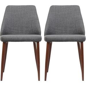 Christopher Knight Home Marlee Mid-Century Fabric Dining Chairs with Dark Walnut Wood Finished Legs, 2-Pcs Set, Light Grey