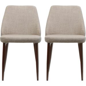 Christopher Knight Home Marlee Mid-Century Fabric Dining Chairs with Dark Walnut Wood Finished Legs, 2-Pcs Set, Wheat