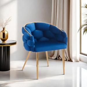 Christopher Knight Home Middlemist Barrel Accent Chair, Luxury Velvet Armchair, Modern Upholstered Chair with Gold Legs, Knitting Process for Living Room Home Rest Home Office, Blue(Blue)