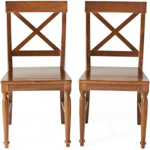 Christopher Knight Home Rovie Acacia Wood Dining Chairs, 2-Pcs Set, Dark Oak