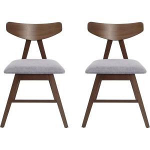Christopher Knight Home Stocker Upholstered Dining Chairs – Light Beige/Walnut (Set of 2)(Dark Gray + Walnut)
