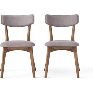 GDFStudio Christopher Knight Home Chazz Mid-Century Fabric Dining Chairs with Natural Walnut Finished Frame, 2-Pcs Set, Dark Grey / Natural Walnut Finish(Dark Grey / Natural Walnut Finish)
