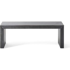 Ivy Farmhouse Acacia Wood Dining Bench, Light Gray Oak(Black)