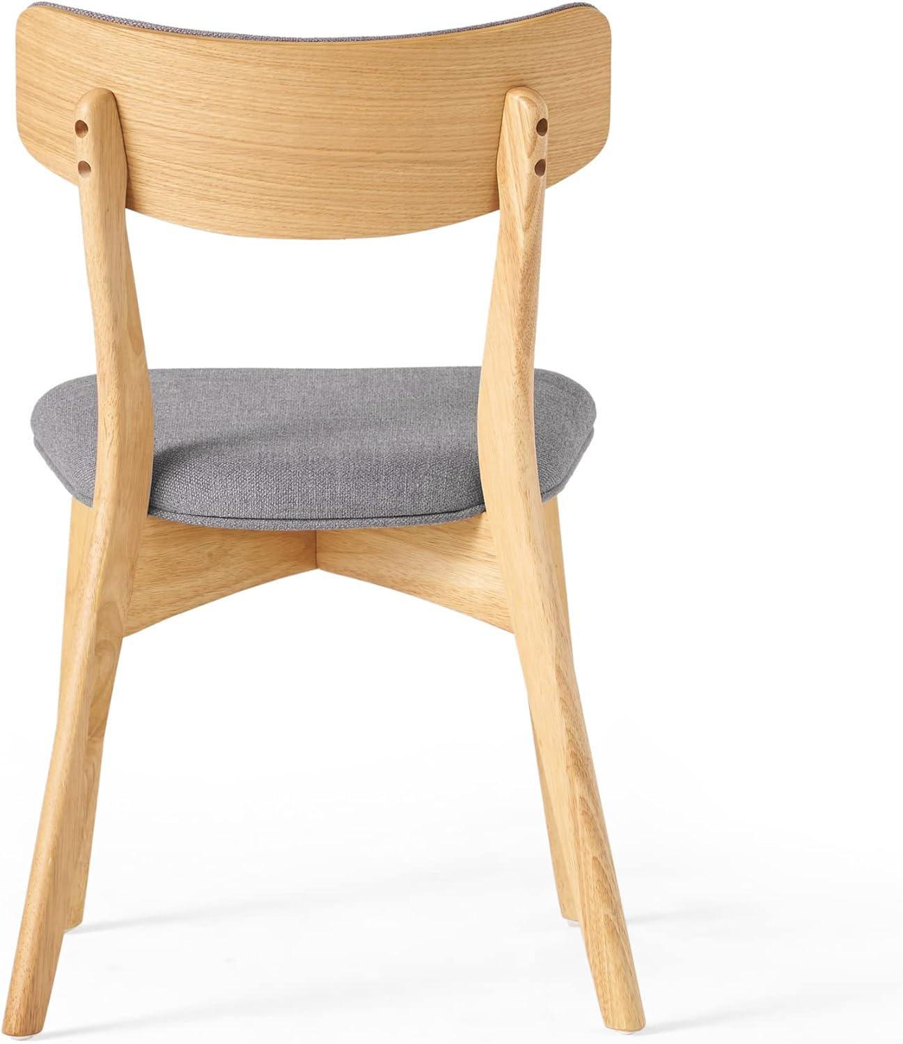 image:imageChristopher Knight Home Abrielle MidCentury Modern Fabric Dining Chairs with Natural Oak Finished Rubberwood Frame 2Pcs Set Dark Grey Natural OakDark Grey Natural Oak