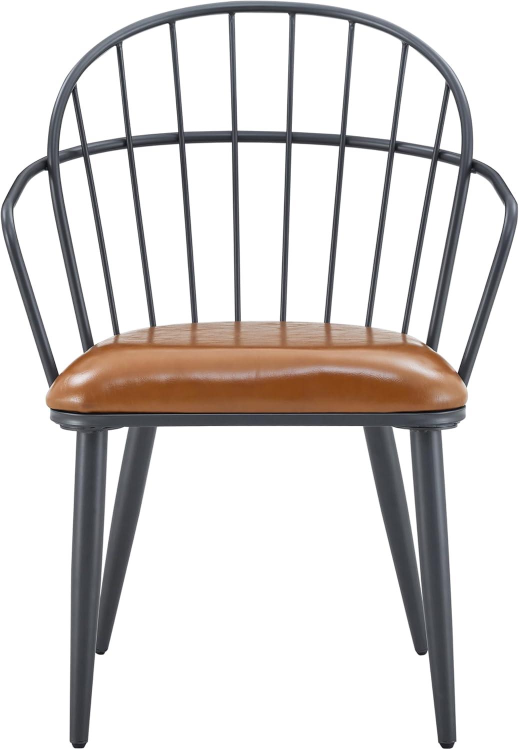 image:imageChristopher Knight Home Drats Dining Chairs Set of 2 Accent Dining Chair Birch Finish Seating Kitchen Chair Bucket Backrest Metal Frame Armchair Industrial Dining Chair for Dining Room NaturalBrown