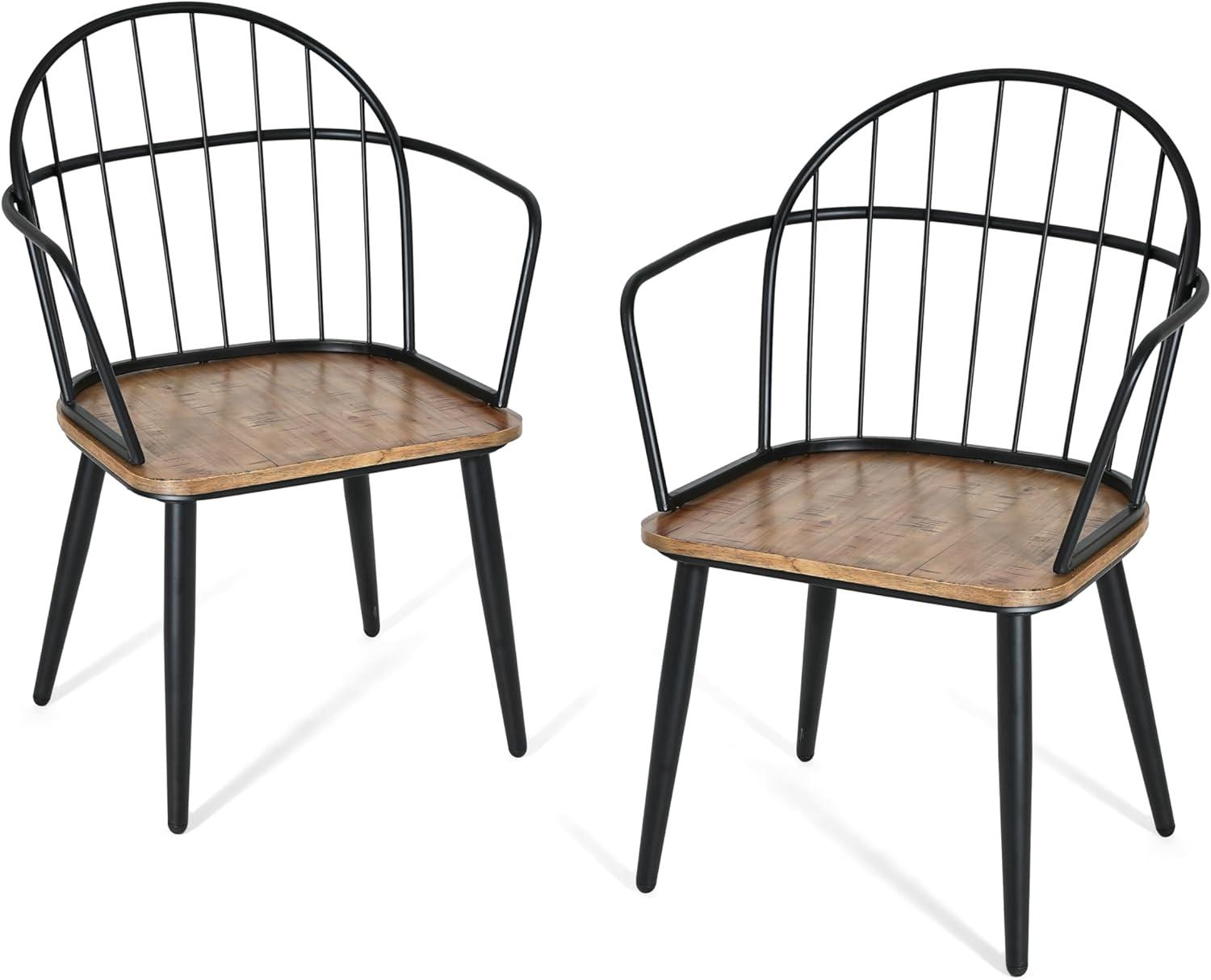 image:imageChristopher Knight Home Drats Dining Chairs Set of 2 Accent Dining Chair Birch Finish Seating Kitchen Chair Bucket Backrest Metal Frame Armchair Industrial Dining Chair for Dining Room NaturalNatural